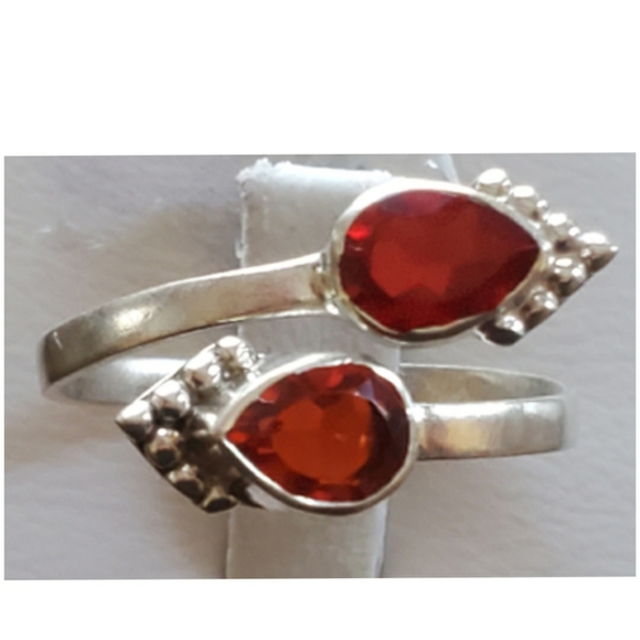 Genuine 2ct Fire Garnet bypass RingAdjustible